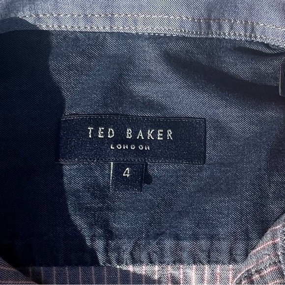 Ted Baker Men’s Blue Red Button Down Long Sleeve Business Casual Shirt Size 4 - Picture 7 of 10